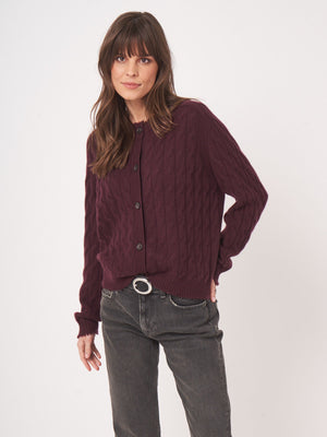Organic Cashmere Cable Knit Cardigan With Fringes