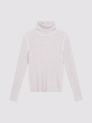 Organic Cashmere Rib-Knit Turtleneck Sweater - Snow