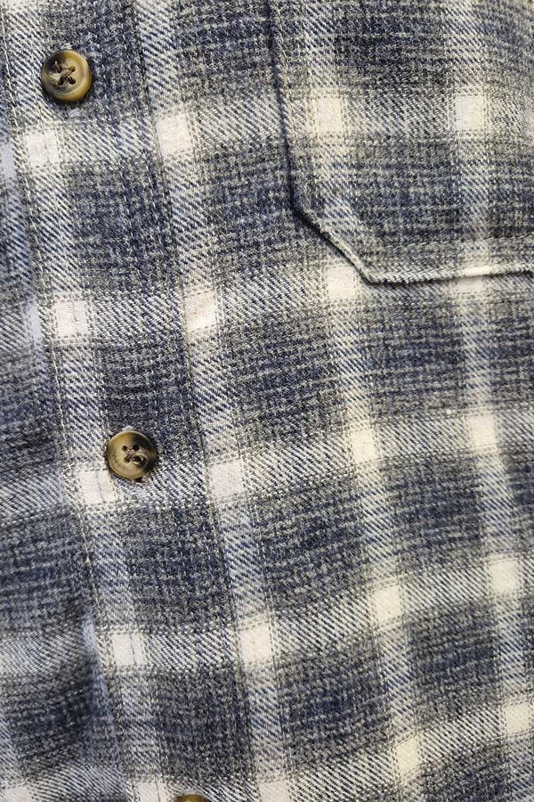 Fleece Lined Flannel Collar Shirt - Navy