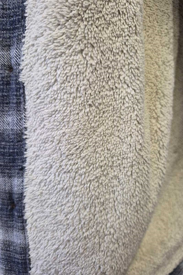 Fleece Lined Flannel Collar Shirt - Navy