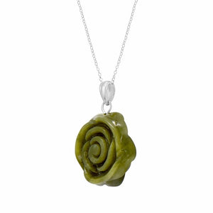 Connemara Marble Sterling Silver Carved Rose Pendant