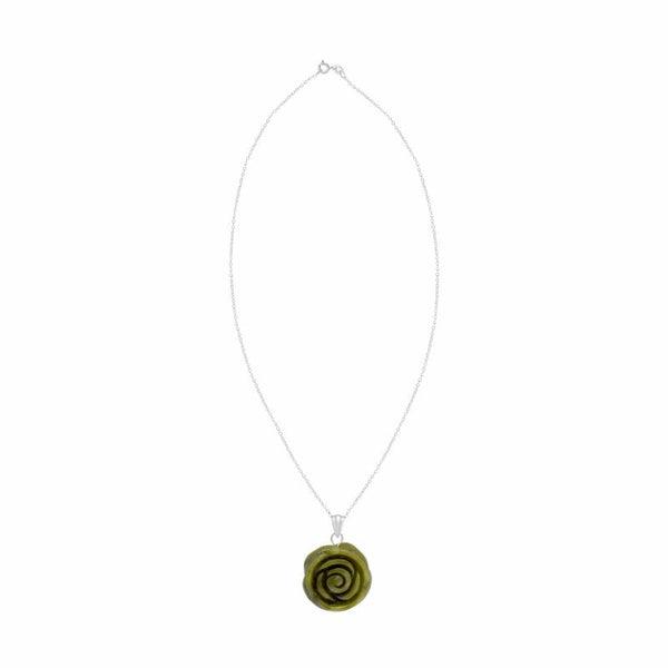 Connemara Marble Sterling Silver Carved Rose Pendant