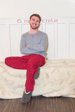 Men's Cotton Flannel Lounge Pants - Red Tartan