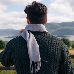 Irish Luxury Merino Wool Scarf - Silver Grey