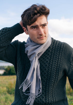 Irish Luxury Merino Wool Scarf - Silver Grey