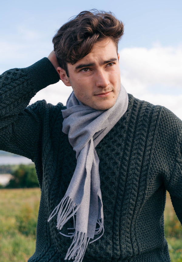 Irish Luxury Merino Wool Scarf - Silver Grey