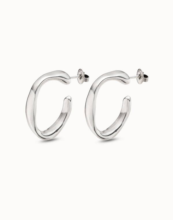 UNOde50 Open Your Mind Sterling Silver-Plated Wide Hoop Earrings