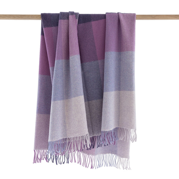 Merino Wool & Cashmere Throw - Purple, Lavender & Lilac Blocks