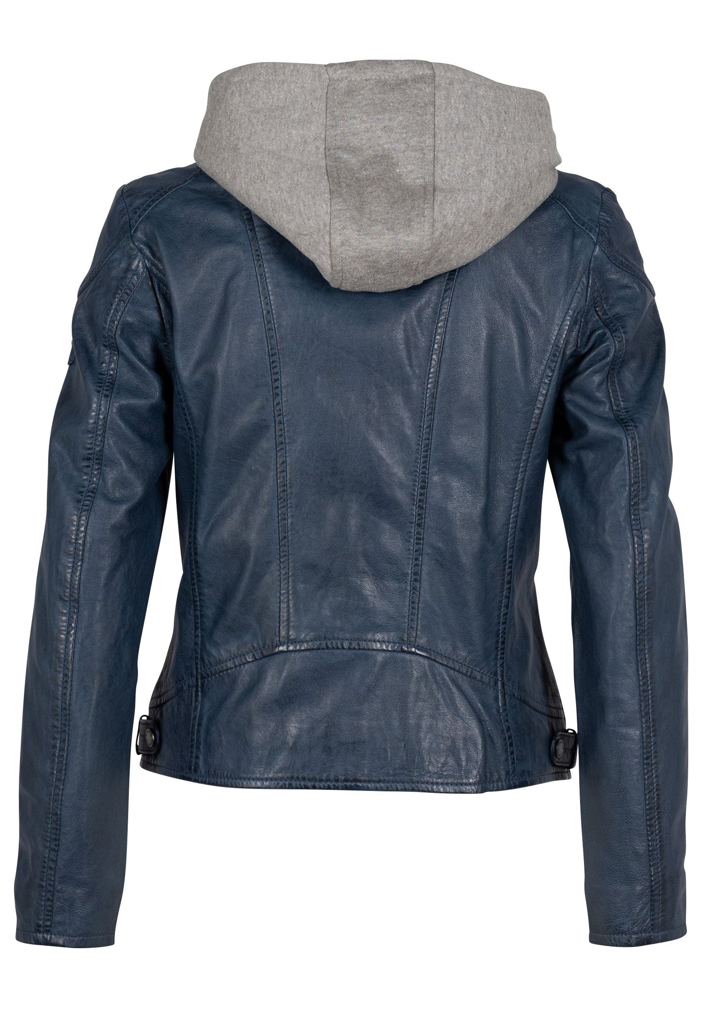 Allice RF Leather Jacket With Removeable Hoodie - Blue