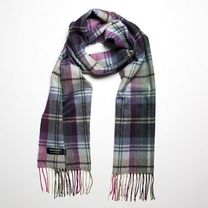Irish Luxury Merino Wool Scarf - Green, Blue & Pink Plaid