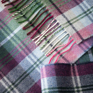 Irish Luxury Merino Wool Scarf - Green, Blue & Pink Plaid