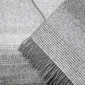 Merino Wool & Cashmere Throw - Grey & Silver Border Check