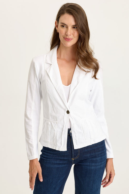 Brax Linen One Button Blazer - White