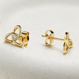 14kt Gold and Lab Diamonds Trinity Earrings