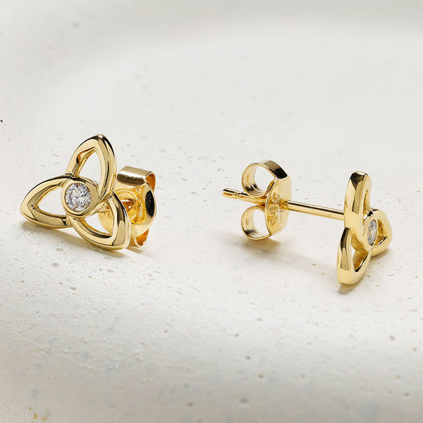 14kt Gold and Lab Diamonds Trinity Earrings