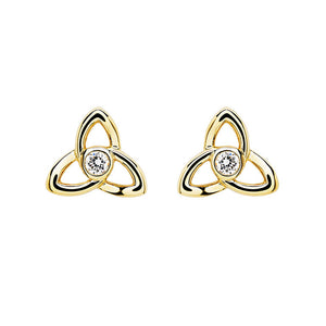 14kt Gold and Lab Diamonds Trinity Earrings
