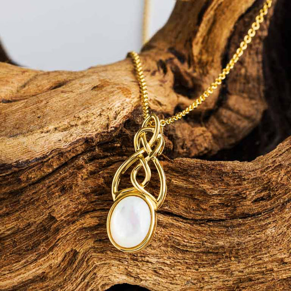 14KT Gold Vermeil Mother of Pearl Trinity Knot Necklace
