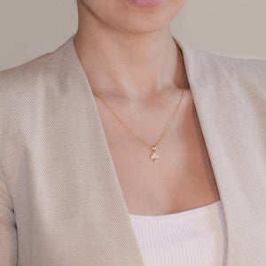 14KT Gold Vermeil Shamrock Necklace w/ White Cubic Zirconias