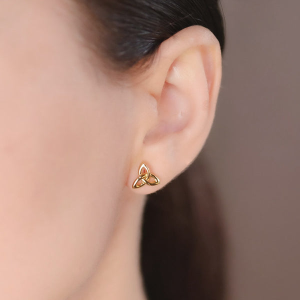 14KT Gold Vermeil Stud Trinity Knot Earrings