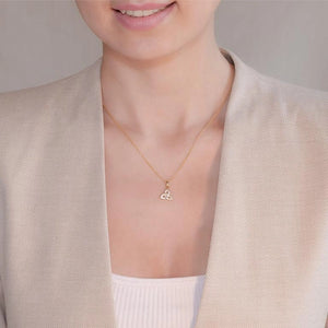 14KT Gold Vermeil Trinity Knot Necklace w/ White Cubic Zirconias
