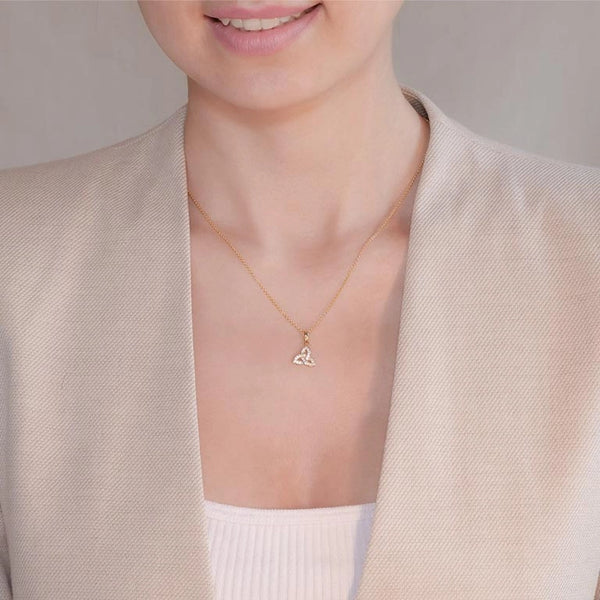 14KT Gold Vermeil Trinity Knot Necklace w/ White Cubic Zirconias
