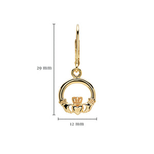 14KT Gold Vermeil Drop Claddagh Earrings