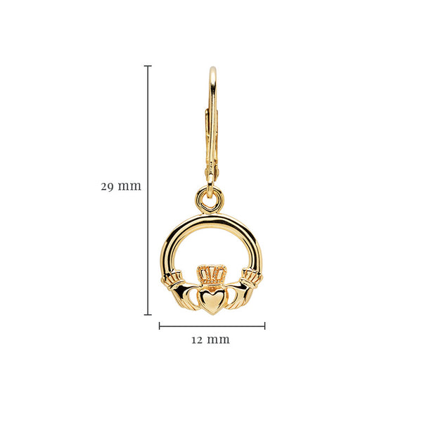 14KT Gold Vermeil Drop Claddagh Earrings