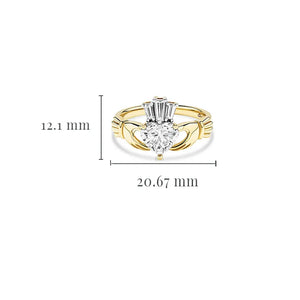 14kt Yellow Gold Claddagh Ring with Lab Diamond - Size 7