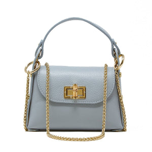 GF1075 GENUINE ITALIAN LEATHER  BAMBOO CLASP, CROSSBODY BAG: LILAC
