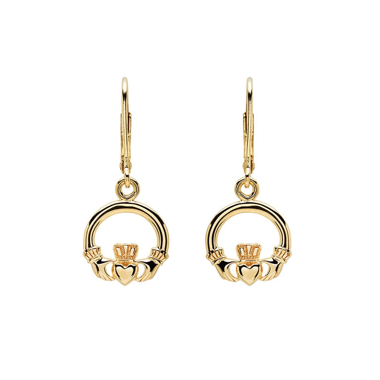 14KT Gold Vermeil Drop Claddagh Earrings