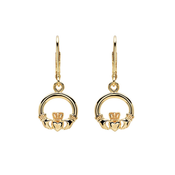 14KT Gold Vermeil Drop Claddagh Earrings