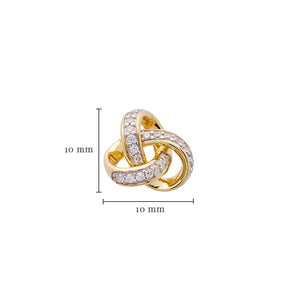 14KT Gold Vermeil Stud Celtic Knot Earrings w/ White Cubic Zirconias