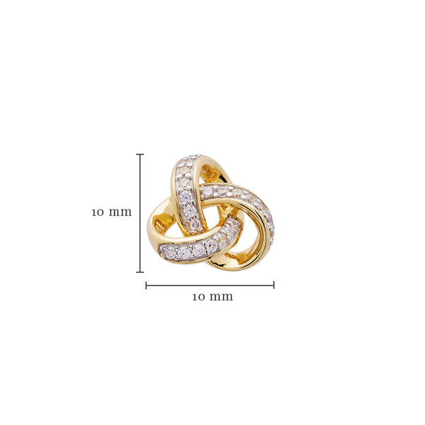 14KT Gold Vermeil Stud Celtic Knot Earrings w/ White Cubic Zirconias