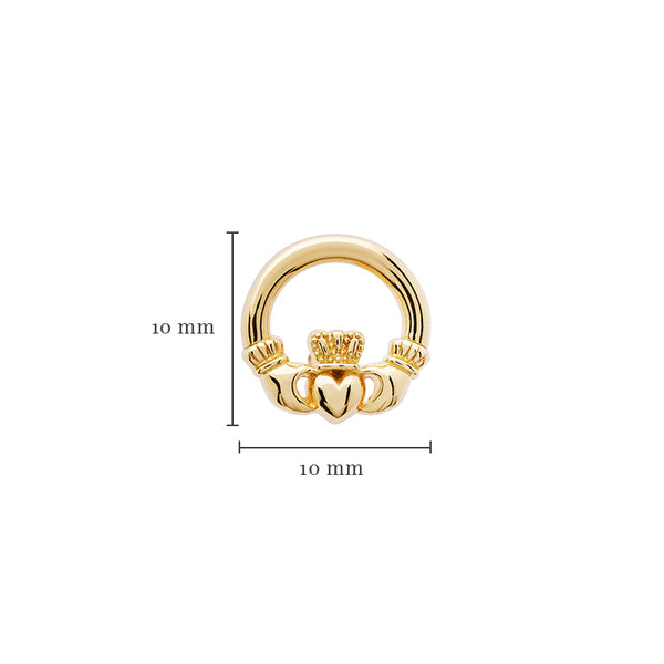 14KT Gold Vermeil Stud Claddagh Earrings