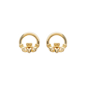 14KT Gold Vermeil Stud Claddagh Earrings