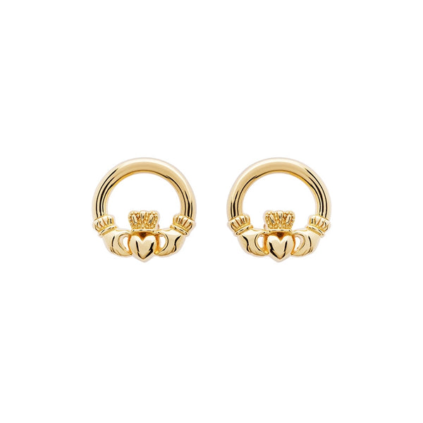 14KT Gold Vermeil Stud Claddagh Earrings