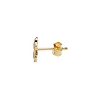 14KT Gold Vermeil Stud Shamrock Earrings w/ White Cubic Zirconias