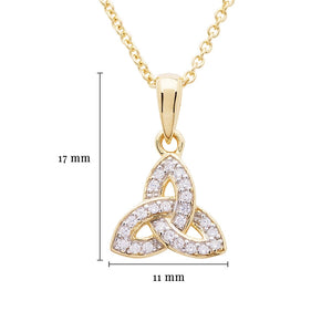 14KT Gold Vermeil Trinity Knot Necklace w/ White Cubic Zirconias