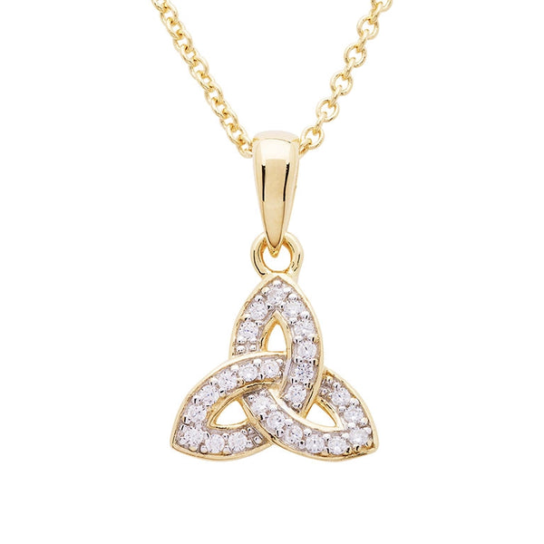 14KT Gold Vermeil Trinity Knot Necklace w/ White Cubic Zirconias