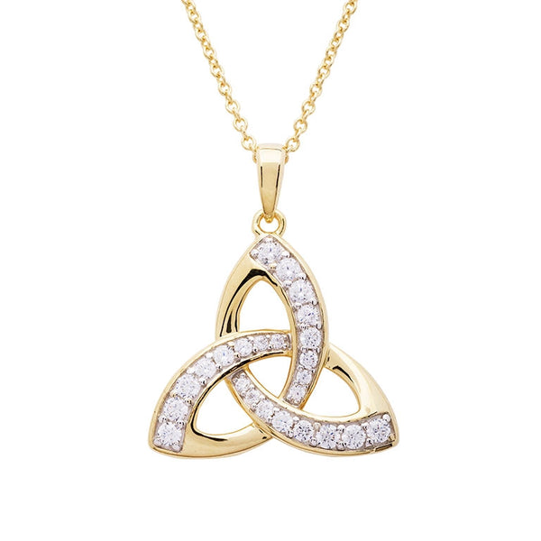 14KT Gold Vermeil Trinity Knot Pendant w/ White Cubic Zirconias
