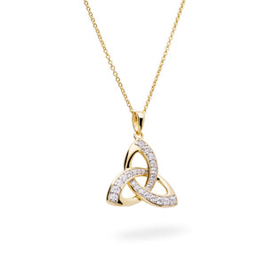 14KT Gold Vermeil Trinity Knot Pendant w/ White Cubic Zirconias