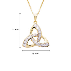 14KT Gold Vermeil Trinity Knot Pendant w/ White Cubic Zirconias