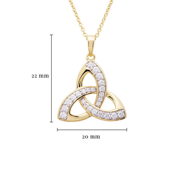 14KT Gold Vermeil Trinity Knot Pendant w/ White Cubic Zirconias