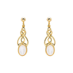 14KT Gold Vermeil Mother of Pearl Trinity Knot Earrings
