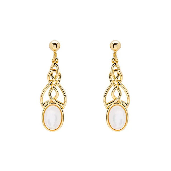 14KT Gold Vermeil Mother of Pearl Trinity Knot Earrings
