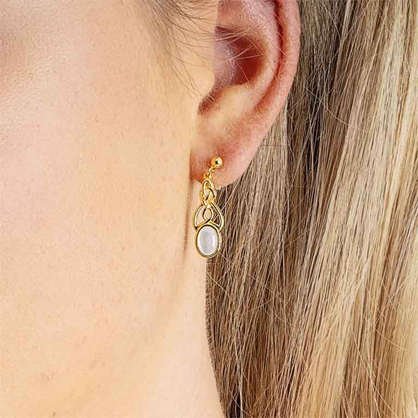 14KT Gold Vermeil Mother of Pearl Trinity Knot Earrings