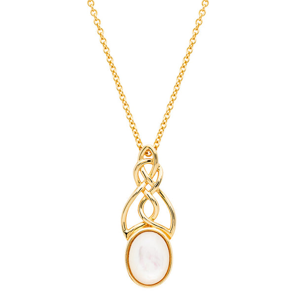 14KT Gold Vermeil Mother of Pearl Trinity Knot Necklace