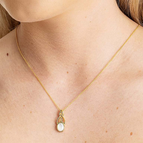 14KT Gold Vermeil Mother of Pearl Trinity Knot Necklace