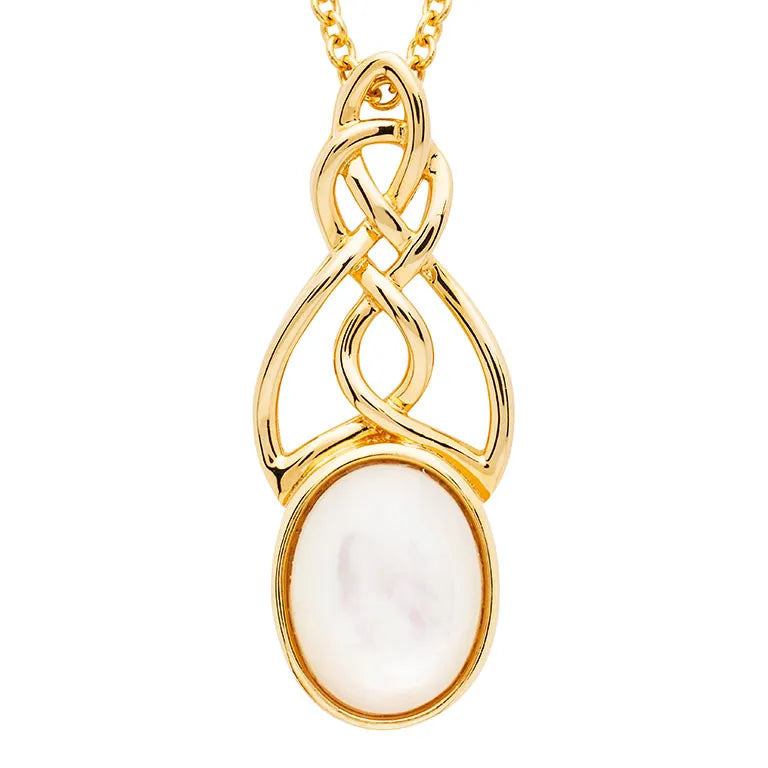 14KT Gold Vermeil Mother of Pearl Trinity Knot Necklace