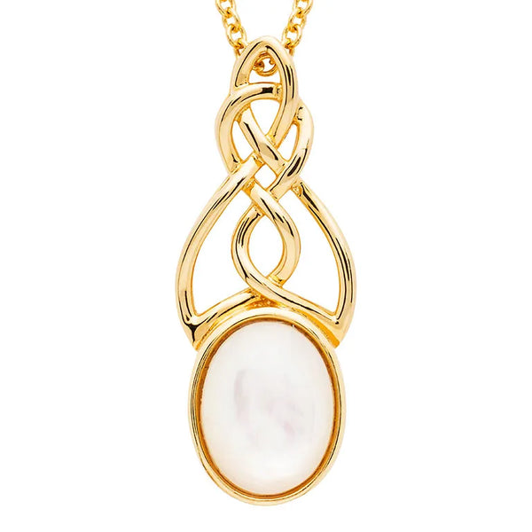 14KT Gold Vermeil Mother of Pearl Trinity Knot Necklace